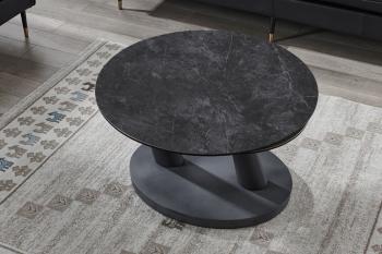 ronde salontafel keramiek donkergrijs draaibaar 80-126 cm