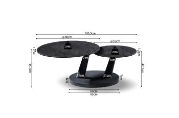 ronde salontafel keramiek donkergrijs draaibaar 80-126 cm