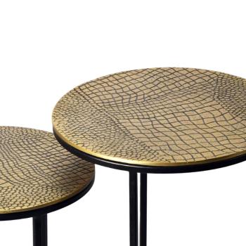 ronde tafel set goud zwarte onderstellen