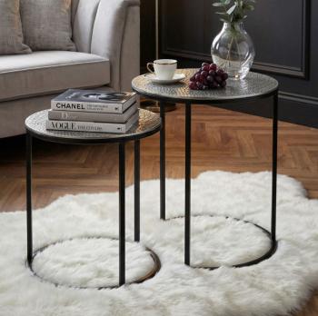 ronde tafel set zilver zwarte onderstellen