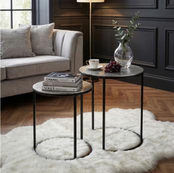 ronde tafel set zilver zwarte onderstellen