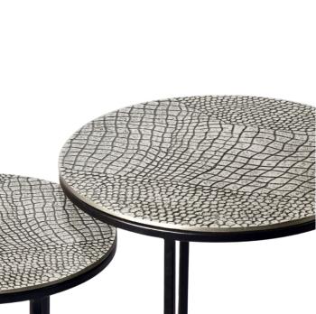 ronde tafel set zilver zwarte onderstellen