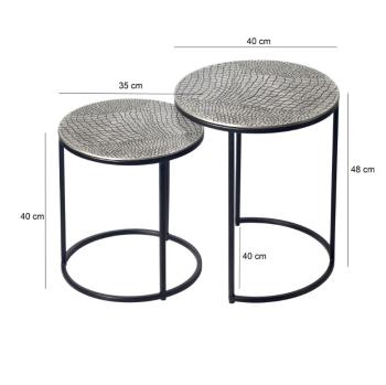 ronde tafel set zilver zwarte onderstellen