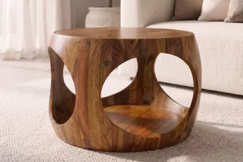 ronde salontafel massief sheeshamhout 60 cm