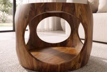 ronde salontafel massief sheeshamhout 60 cm