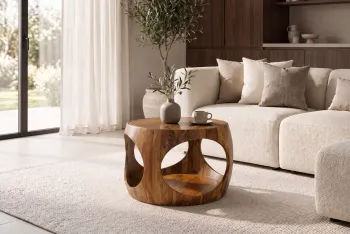 ronde salontafel massief sheeshamhout 60 cm