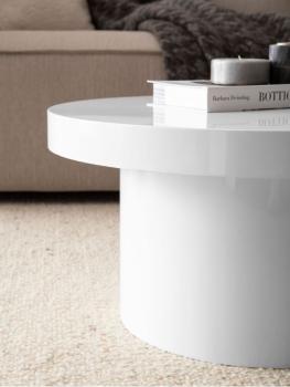 Ronde salontafel wit hoogglans 60 cm