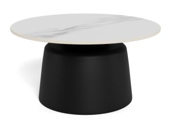 ronde salontafel wit keramiek zwart onderstel 70 cm