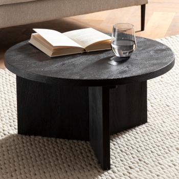 ronde salontafel zwart mangohout 60cm