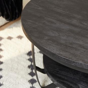 Ronde salontafel zwart mangohout 70cm