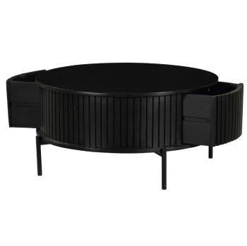 Ronde salontafel zwart mangohout 80 cm