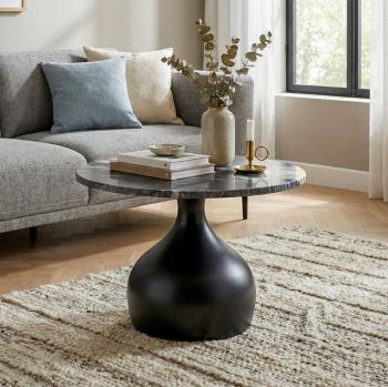 Zwarte salontafel Marmer metaal 60 cm