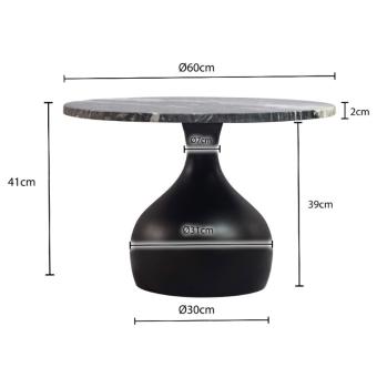 Zwarte salontafel Marmer metaal 60 cm