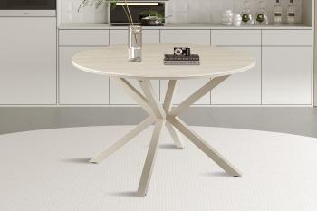 ronde tafel beige keramiek grijs onderstel 120 cm