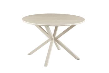 ronde tafel beige keramiek grijs onderstel 120 cm