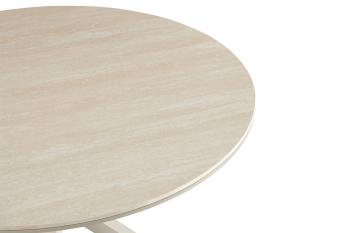 ronde tafel beige keramiek grijs onderstel 120 cm