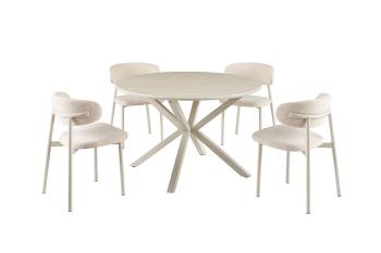 ronde tafel beige keramiek grijs onderstel 120 cm