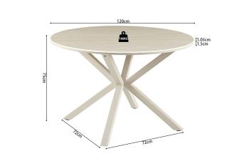 ronde tafel beige keramiek grijs onderstel 120 cm