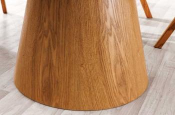 Ronde tafel eiken zuil wit keramiek marmer look 120cm