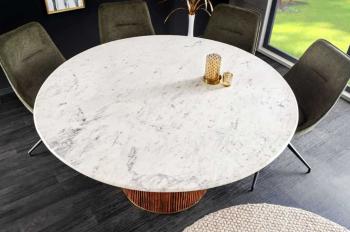 Ronde eettafel wit marmer mangohout 140 cm