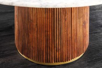 Ronde eettafel wit marmer mangohout 140 cm