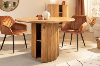 Ronde Eettafel mangohout met barfunctie 120 cm
