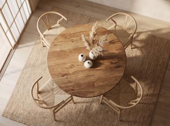 ronde tafel mangohout met bolvormige kolomvoet 120 cm