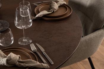 Ronde eetkamertafel roestbruin keramiek 119cm