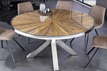 ronde tafel teakhout met glas 120 cm