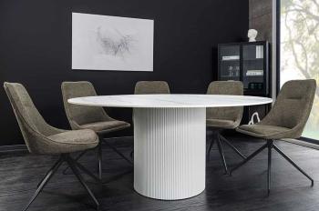 Ronde tafel wit keramiek met kolomvoet 120 cm