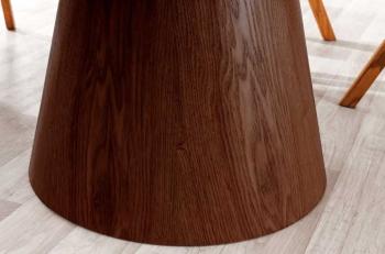 Ronde tafel walnoot zuil wit keramiek marmer look 120cm