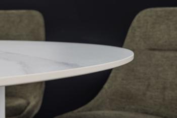 Ronde tafel wit keramiek met kolomvoet 120 cm