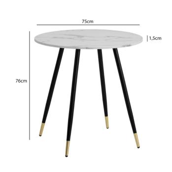 Ronde tafel wit marmerlook 75 cm