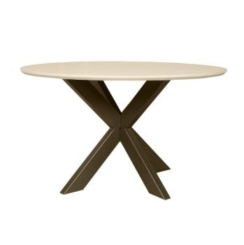 Ronde tafel zandbeige met brons onderstel 150 cm
