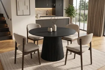 Ronde eettafel zwart eiken 120 cm
