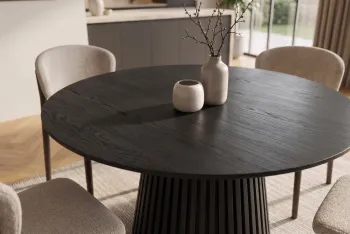 Ronde eettafel zwart eiken 120 cm