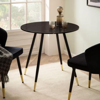 Ronde tafel zwart marmerlook 75 cm