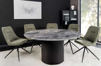 Ronde tafel donkergrijs keramiek marmerlook 120 cm