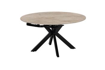 Uitschuifbare ovale eettafel beige glanzend keramiek 140 cm