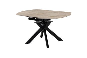 Uitschuifbare ovale eettafel beige glanzend keramiek 140 cm