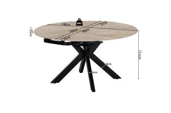 Uitschuifbare ovale eettafel beige glanzend keramiek 140 cm