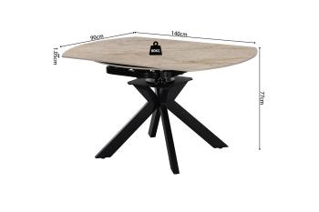 Uitschuifbare ovale eettafel beige glanzend keramiek 140 cm