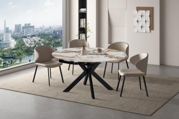 Uitschuifbare ovale ronde eettafel 140 cm