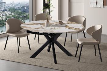 Uitschuifbare ovale ronde eettafel 140 cm