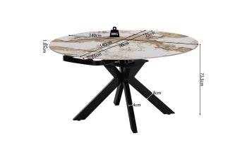 Uitschuifbare ovale ronde eettafel 140 cm