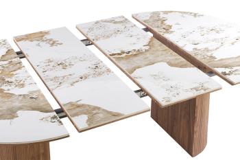 Uitschuifbare Eettafel beige bruin keramiek 160-200 cm