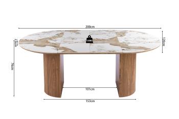 Uitschuifbare Eettafel beige bruin keramiek 160-200 cm