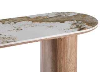 sidetable beige keramiek bruine poten 120 cm
