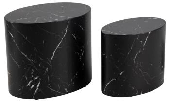 Ovale tafelset marmerlook zwart