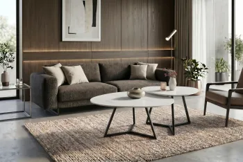salontafel set wit keramiek 90 en 70 cm